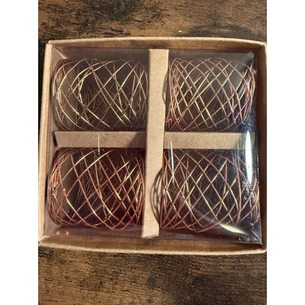 New 4pc Robert Stanley Iron Wired Napkin Rings‎ Shimmering Metallics